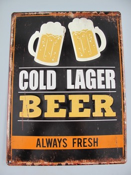 Cold lager beer metalen wandbord