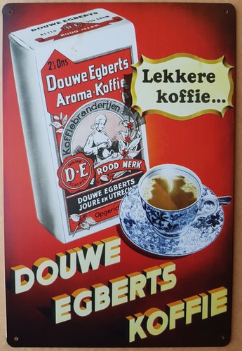 Verslaafd wat betreft Luchtpost Douwe egberts koffie metalen wandbord - 30 x 20 cm