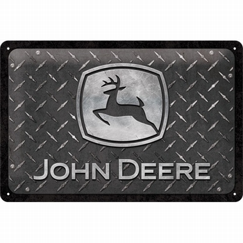 John Deere Diamond plate black metalen relief bord