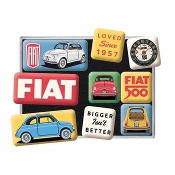 Fiat 500 magneetset van 9 magneetjes
