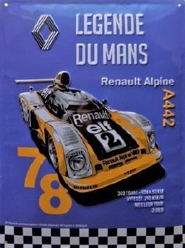 le mans legends renaukt alpine metalen wandbord