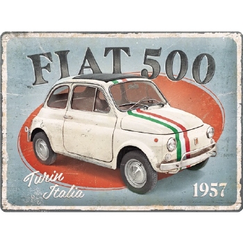 Fiat 500 Turijn italië reclamebord metaal