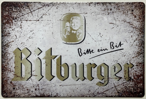 Bitburger Bier reclamebord van metaal