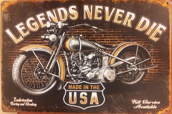 Legends never die motor usa metaal